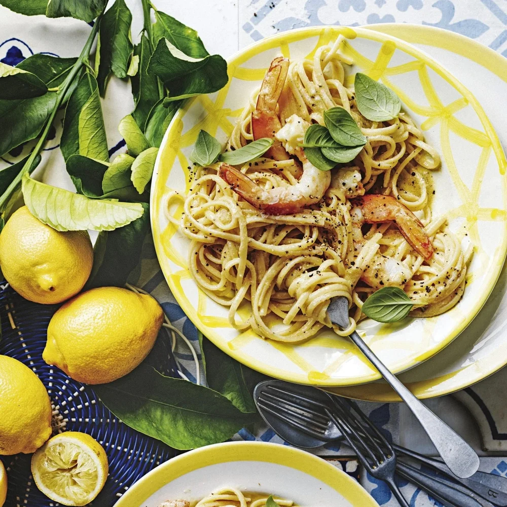 Pasta al limone met gamba’s